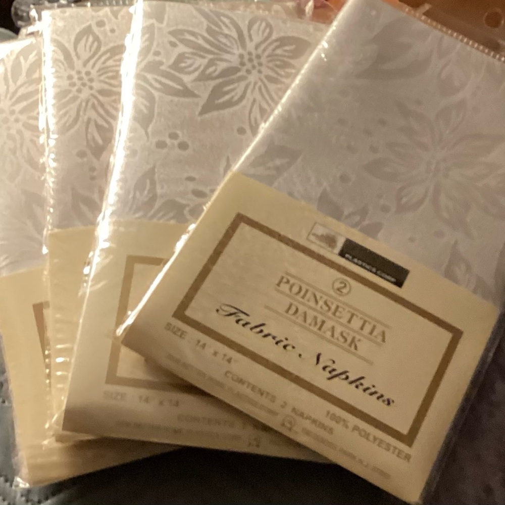 8 Poinsettia Damask Fabric Napkins (4 Sets of 2)